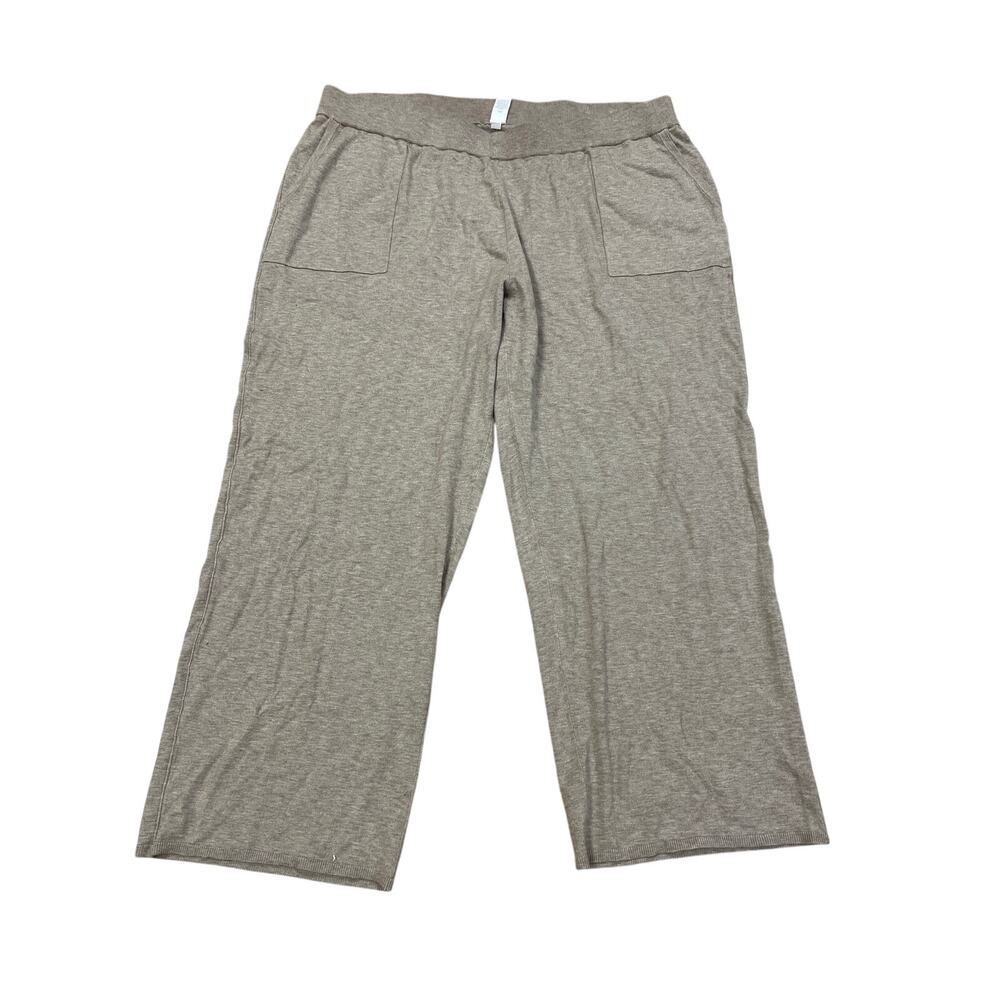Livi Active Lane Byrant Women's Side Leg Pants Elastic Waist Knit Oatmeal 26 28